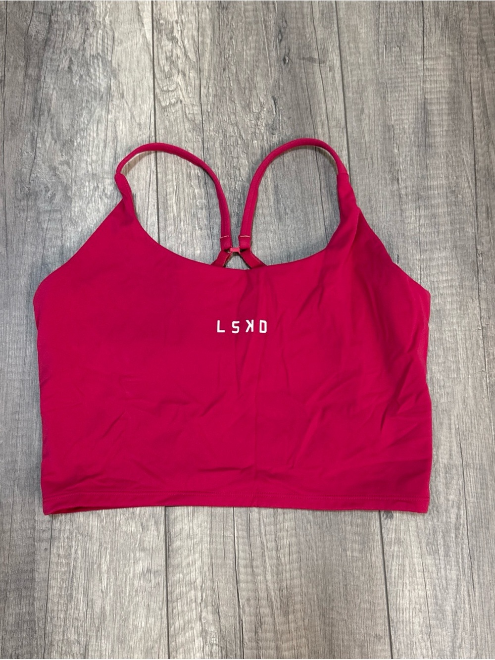 LSKD Hot Pink Adjustable-Strap Crop Sports Top